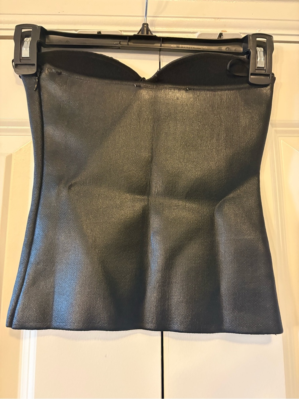 Zara Black Faux Leather Bustier Top with Sweetheart Neckline - Picture 3 of 5
